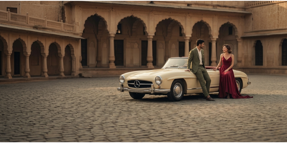 Luxury vintage Mercedes chauffeur-driven Rajasthan