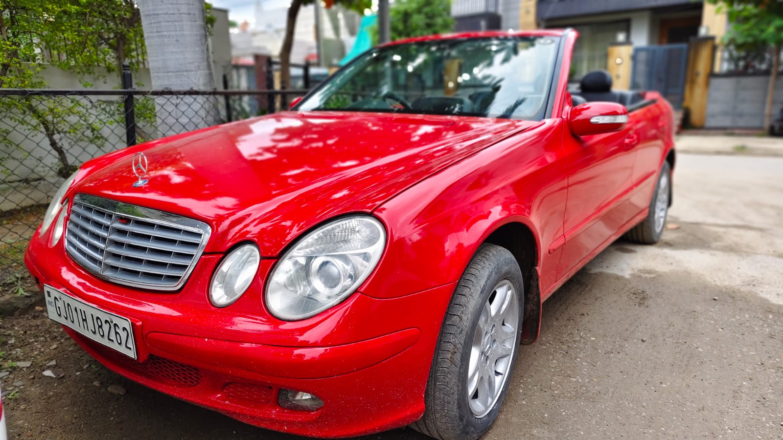 Red Mercedes W234, vintage car for editorial shoots