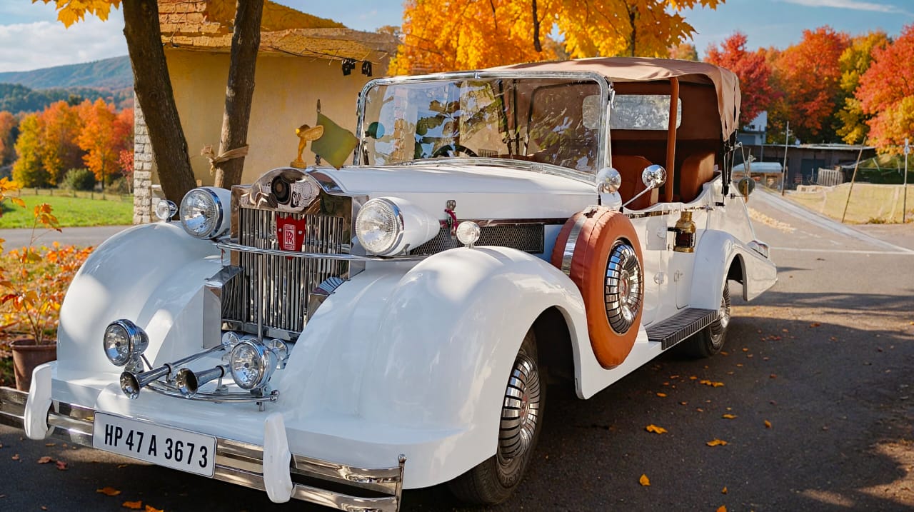 White Rolls-Royce Phantom, chauffeur-driven vintage car