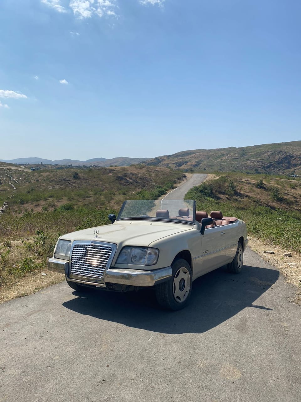White Mercedes W123 vintage car